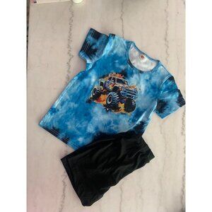 Boys Graphic Monster Truck T-Shirt & Shorts Set Cotton Blend Multiple Colors Siz